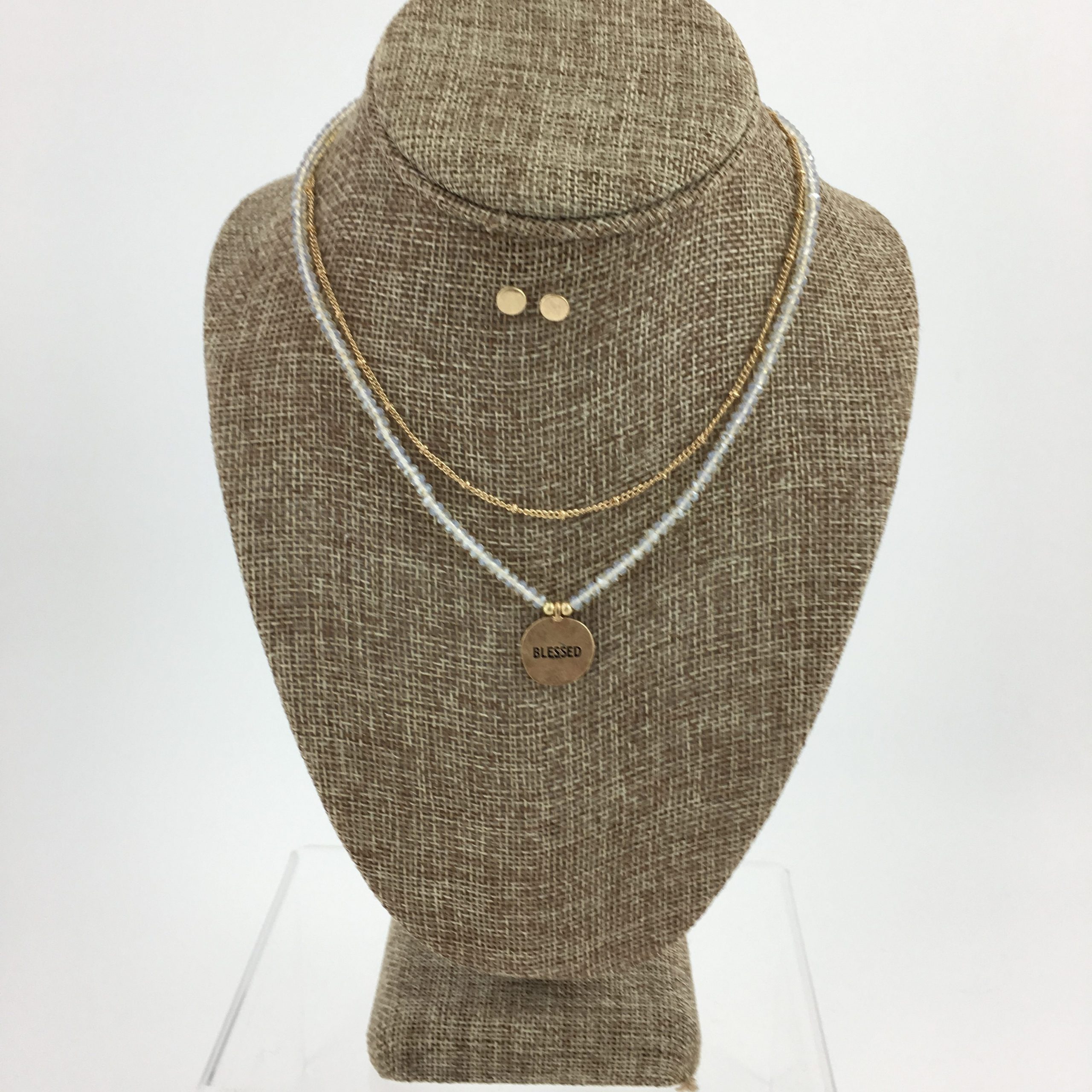 Blessed Crystal Bead Necklace and Earring Set YNE1005NAT Song Lily