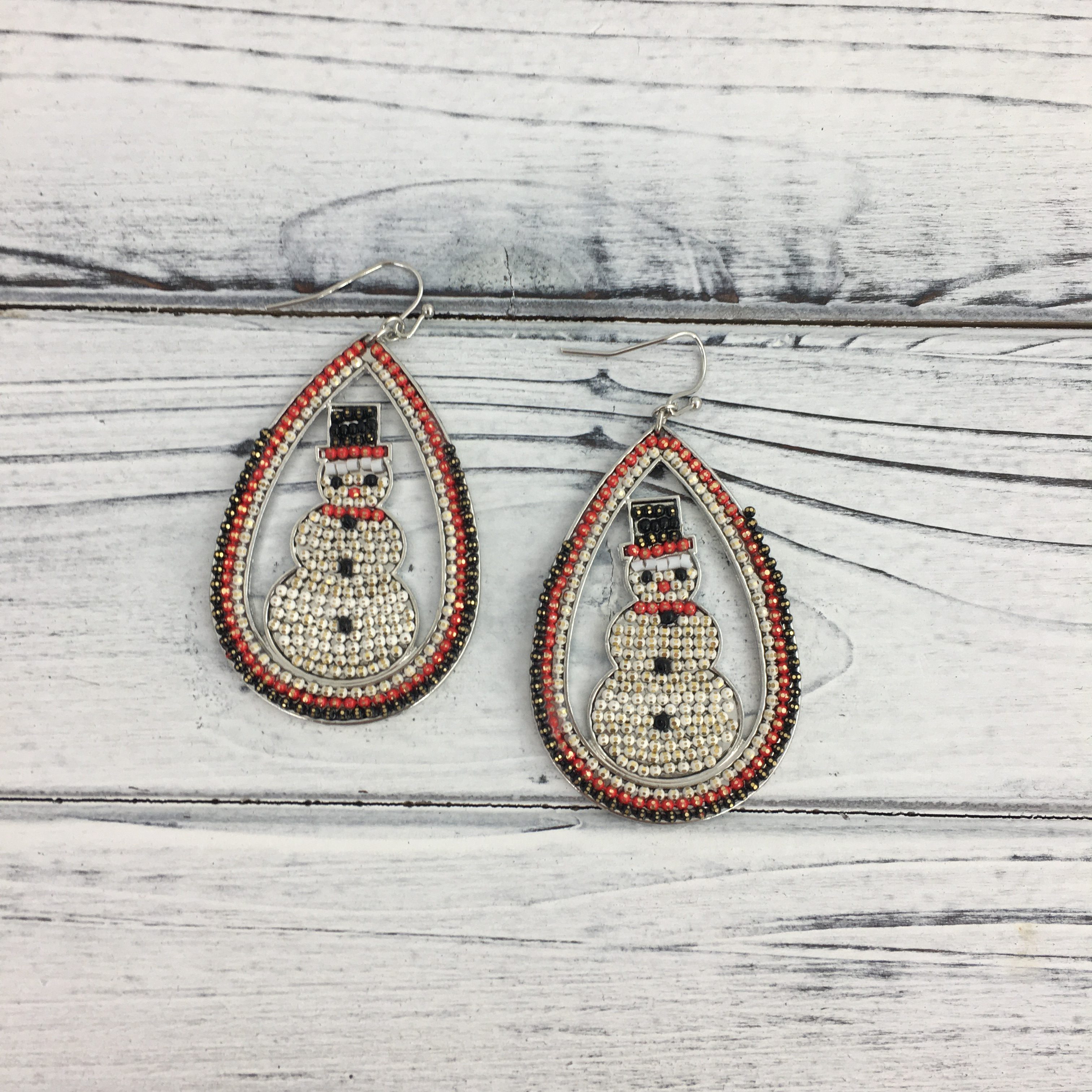 beaded snowman earrings pattern
