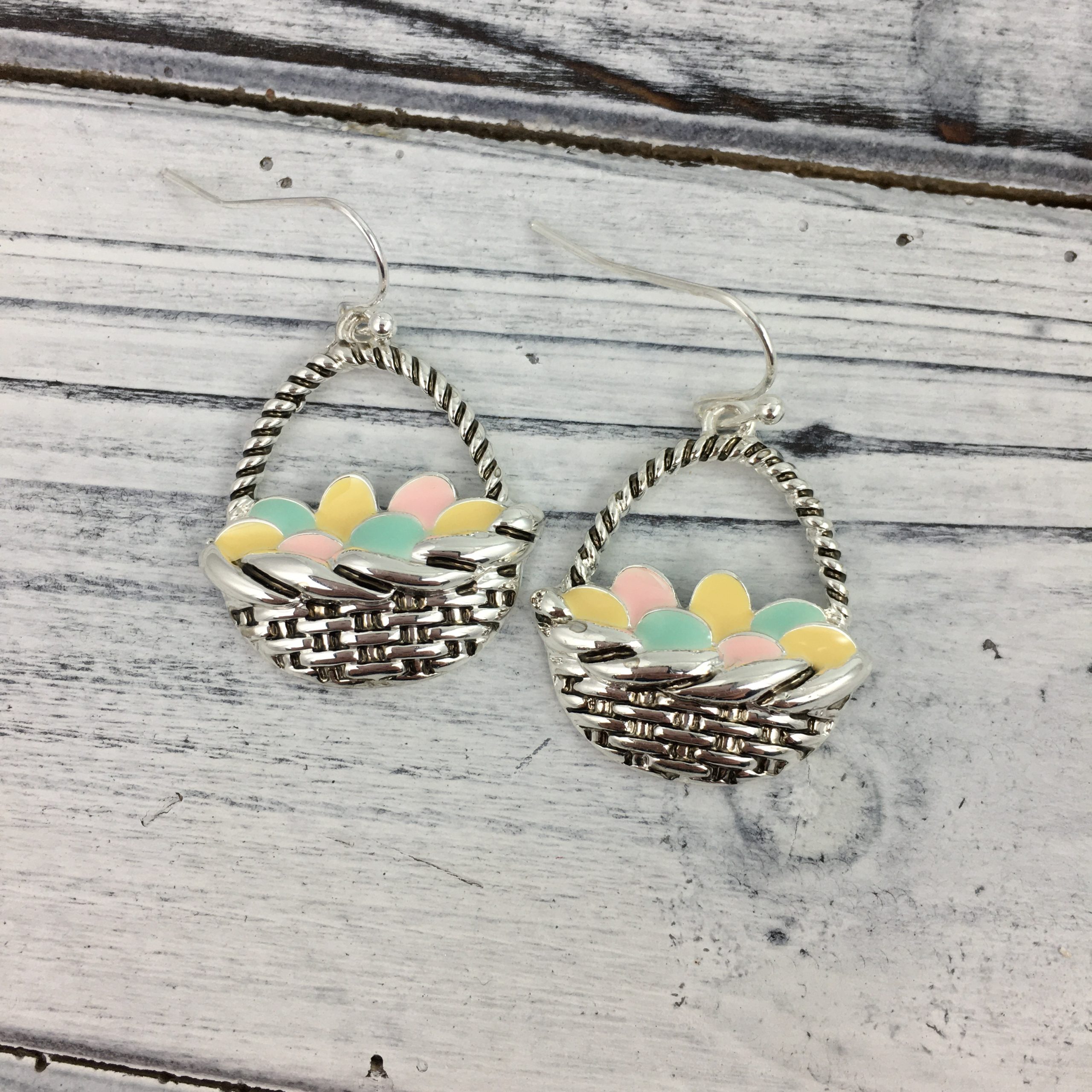1pair Easter Basket, Colored Egg & Rabbit Shaped Dangle Earrings For Women  | SHEIN EUR