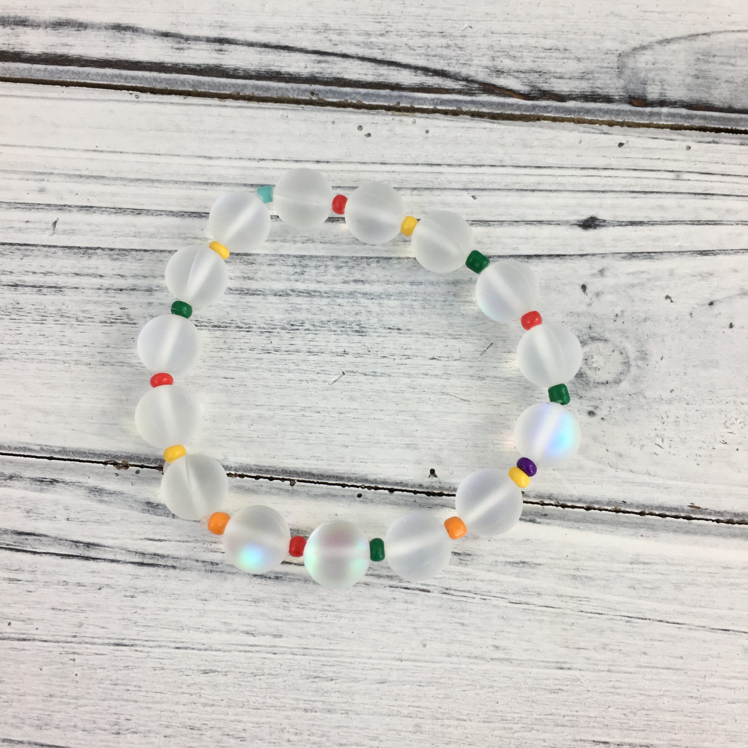 Frosted Ball Bead Stretch Bracelet OBW1885 GDMU Song Lily