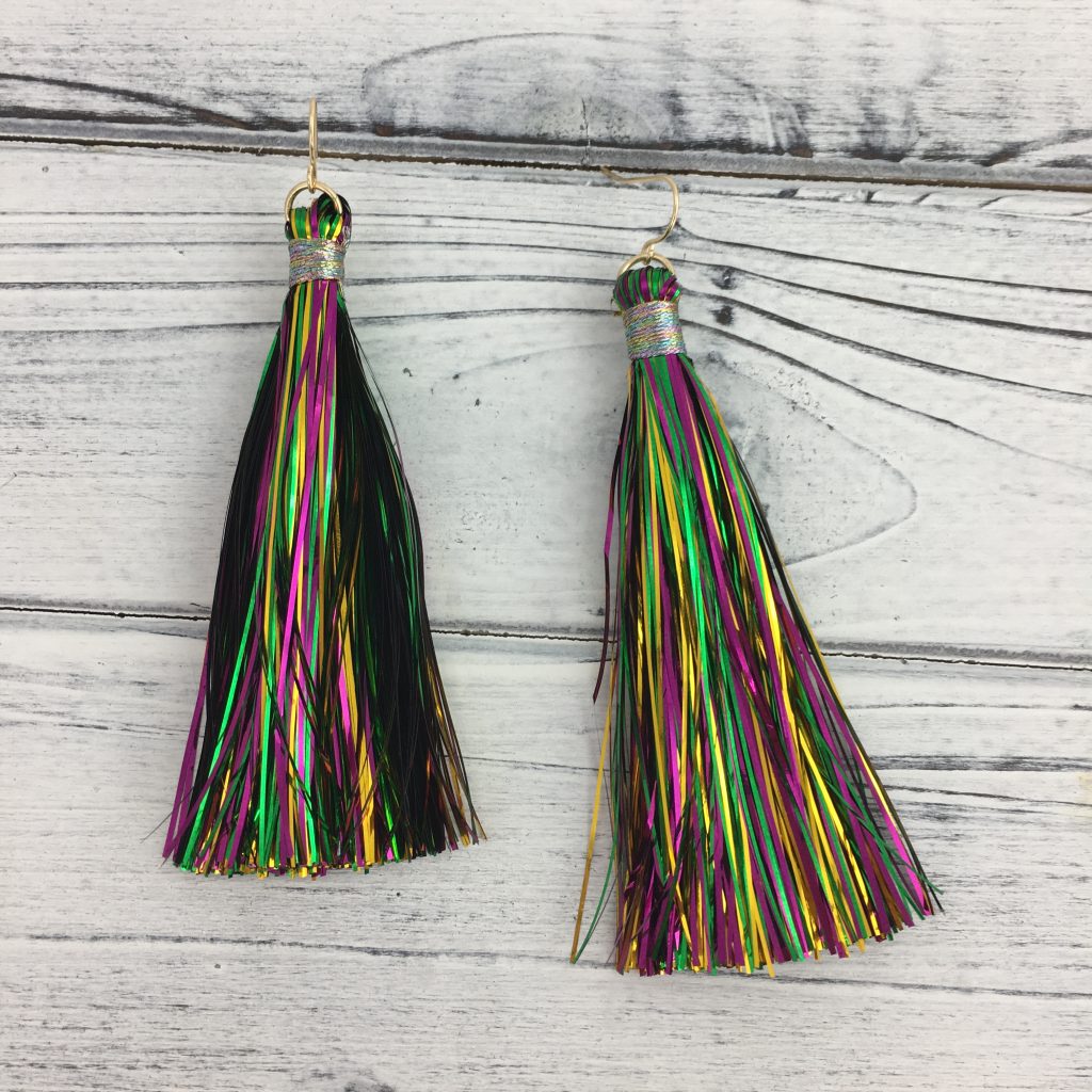 mardi gras tinsel earrings